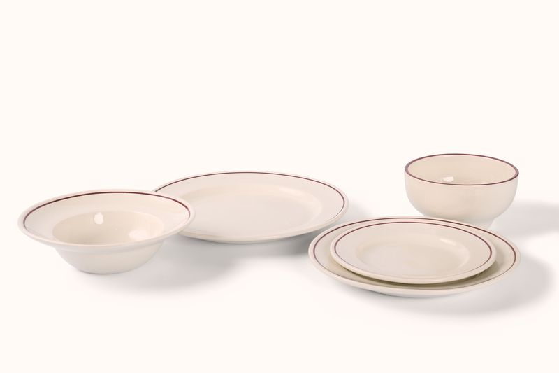 JOHN JULIAN BURGUNDY LINE PORCELAIN DINNERWARE