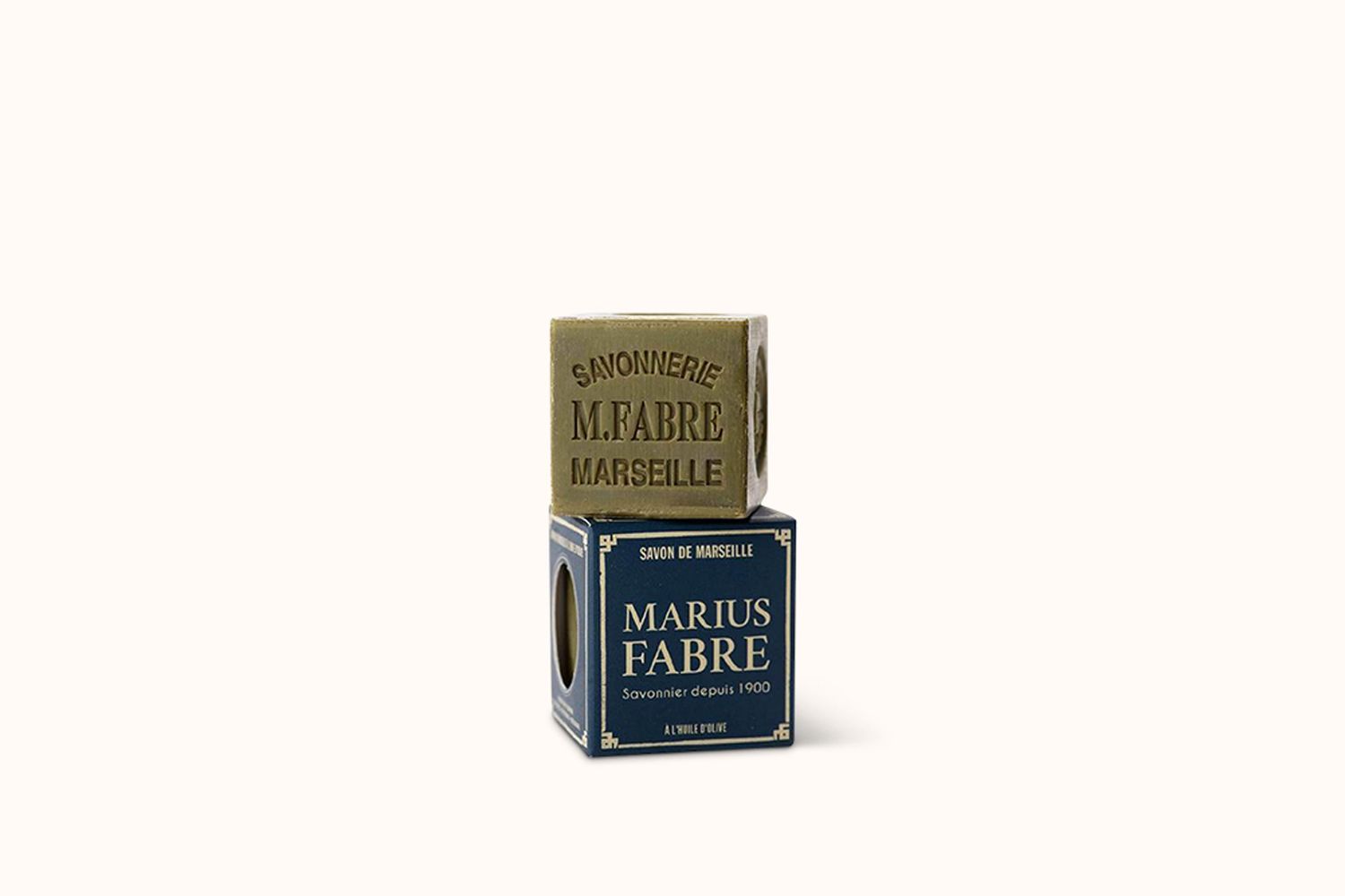 MARIUS FABRE MARSEILLE OLIVE OIL SOAP, TRESOR BLUE DINNER PLATE: 200 GRAMS