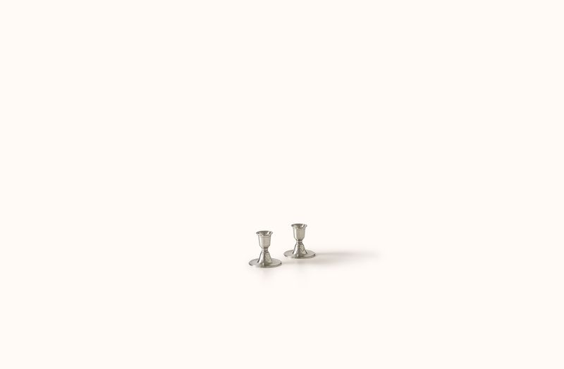 MATCH PEWTER  SHORT CANDLESTICKS