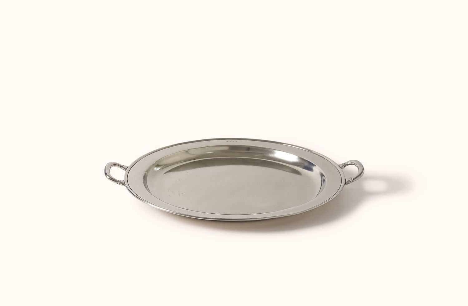 MATCH PEWTER LARGE ROUND TRAY WITH HANDLES