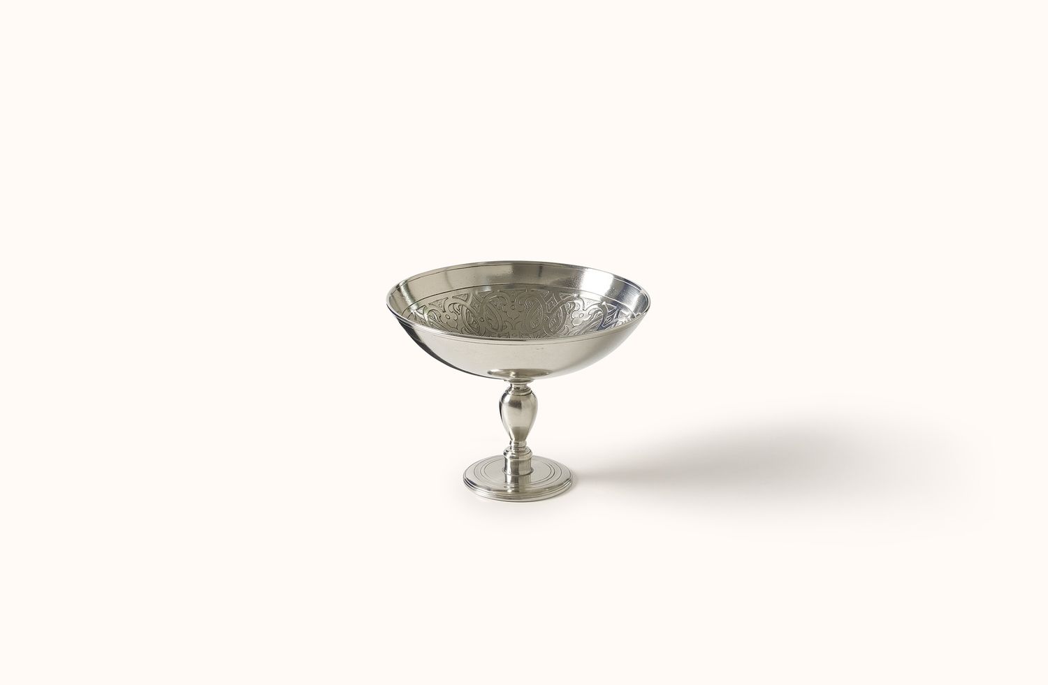 MATCH PEWTER ENGRAVED PEDESTAL BOWL