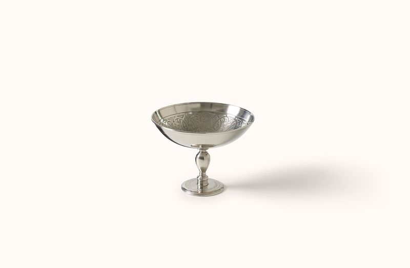MATCH PEWTER ENGRAVED PEDESTAL BOWL