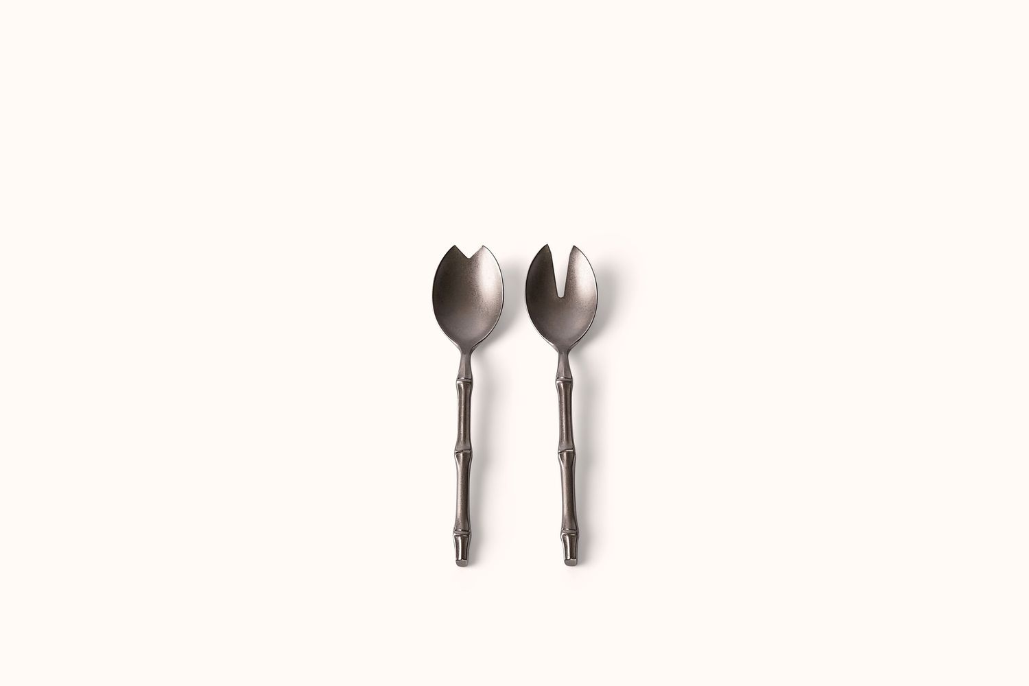 MEPRA VINTAGE PEWTER STAINLESS STEEL BALI BAMBOO SALAD SET