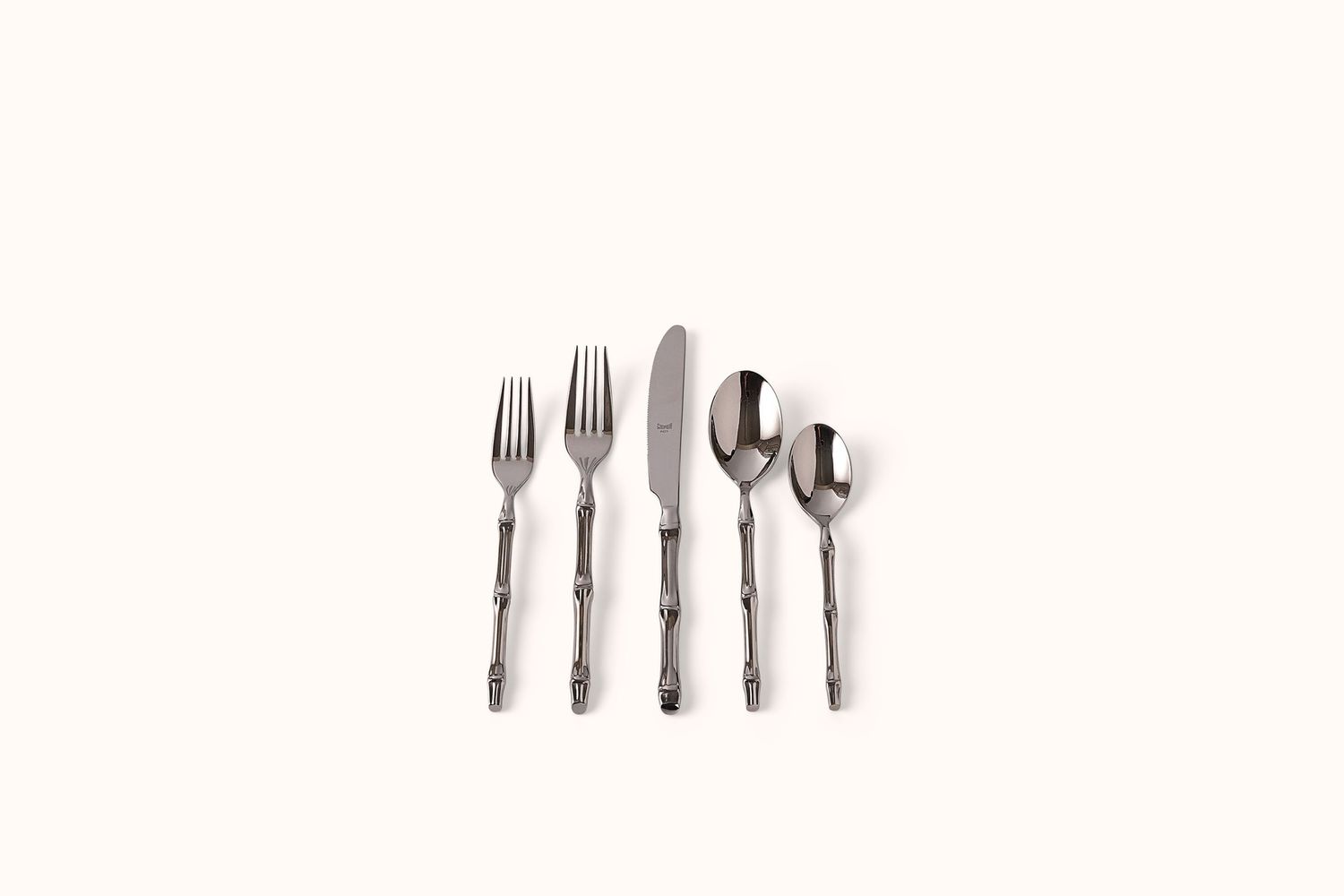 MEPRA POLISHED STAINLESS STEEL BALI BAMBOO FLATWARE SET