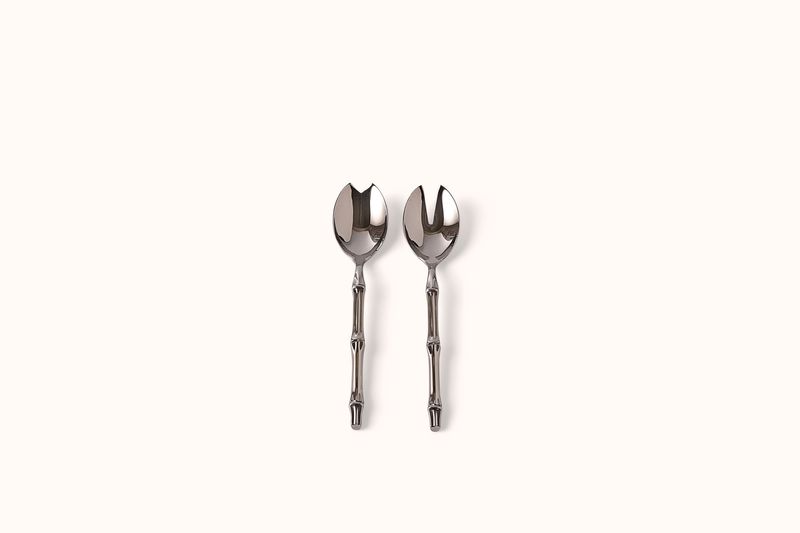 MEPRA POLISHED STAINLESS STEEL BALI BAMBOO SALAD SET