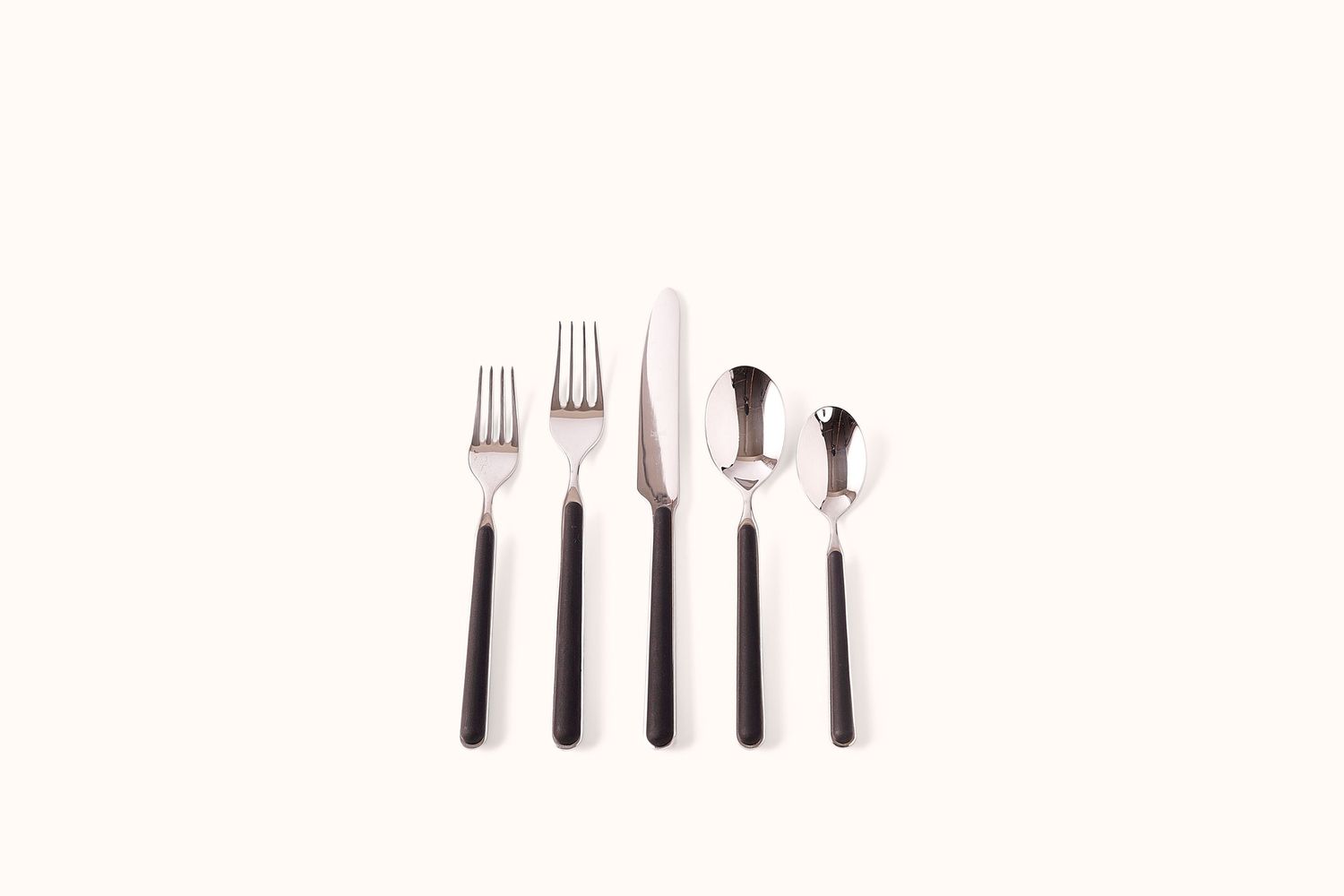 MEPRA BLACK ON POLISHED STAINLESS STEEL FANTASIA FLATWARE SET