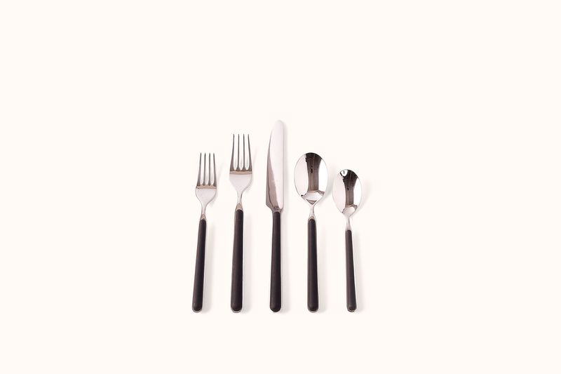 MEPRA BLACK ON POLISHED STAINLESS STEEL FANTASIA FLATWARE SET