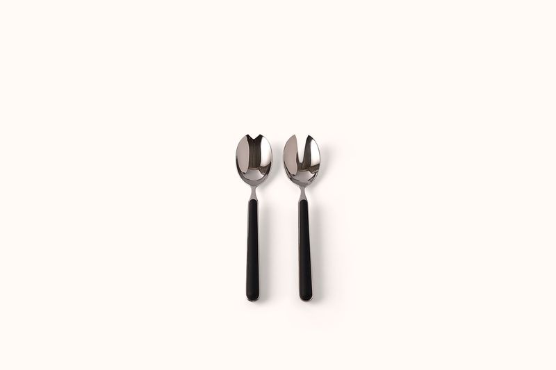 MEPRA BLACK ON POLISHED STAINLESS STEEL FANTASIA SALAD SET