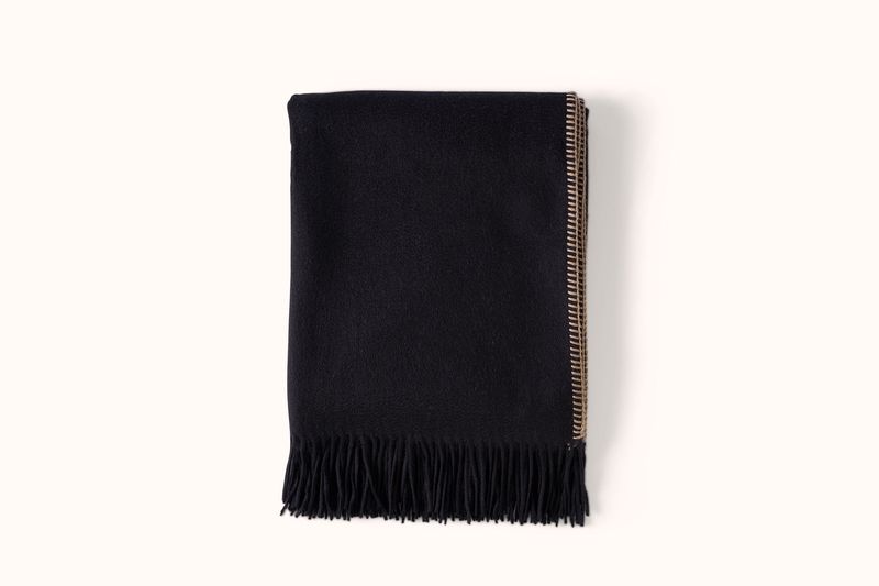 ALONPI BLACK AND STEEL DOUBLE-FACE CASHMERE THROW