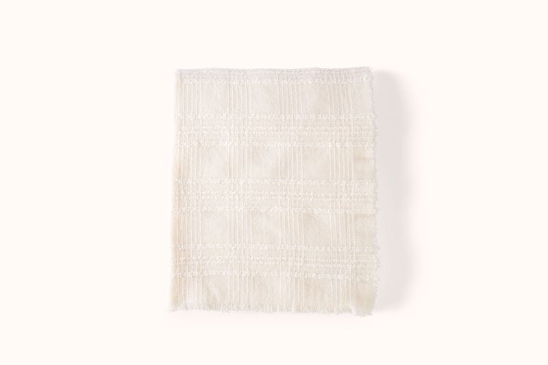 ALONPI ECRU TONAL PLAID CASHMERE AND SILK THROW