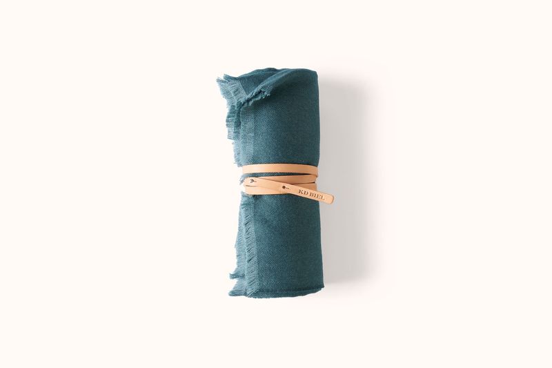 FELLS ANDES FOREST HERRINGBONE ALPACA THROW WITH LEATHER KD BIEL STRAP