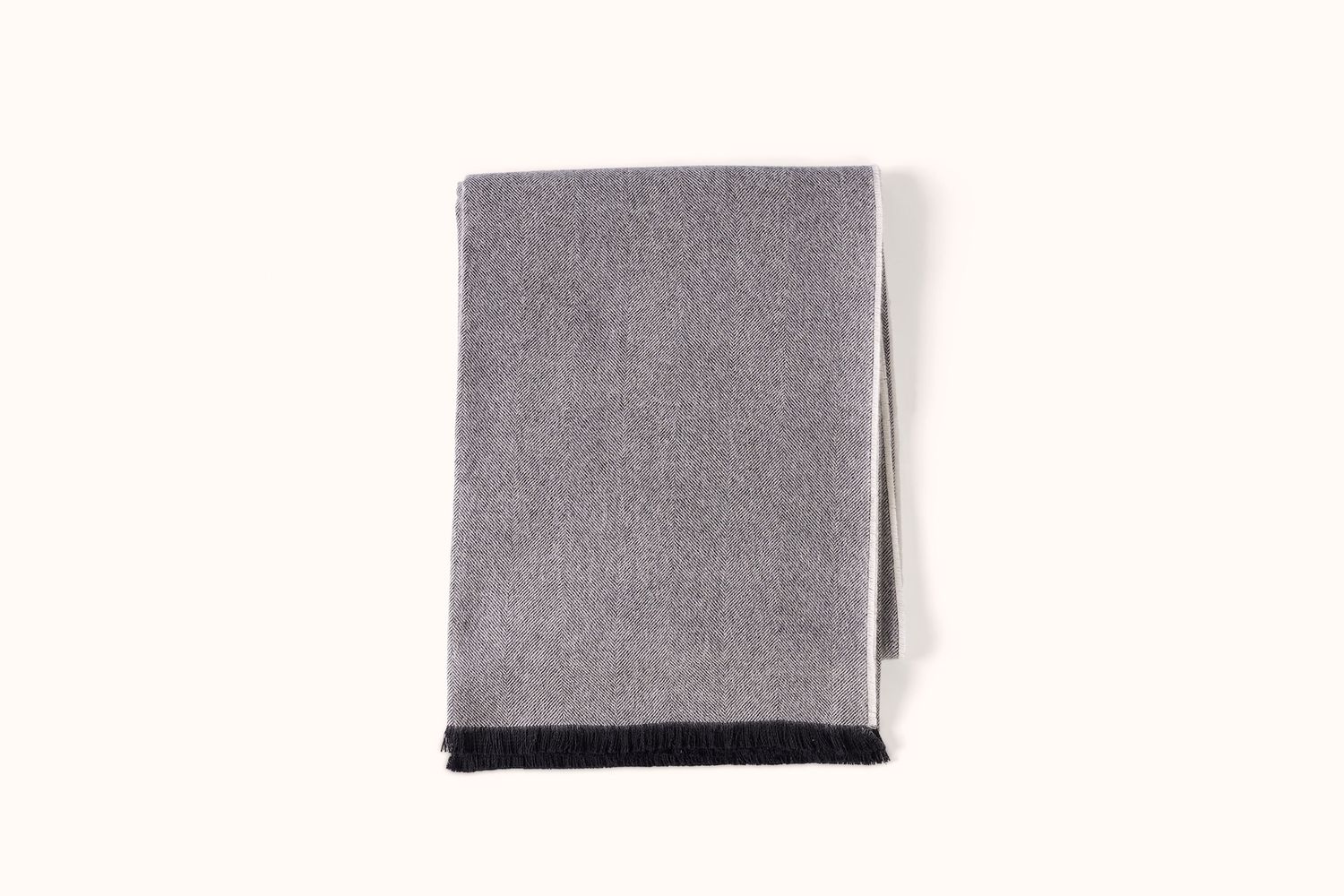 FELLS ANDES CHARCOAL HERRINGBONE ALPACA THROW WITH LEATHER KD BIEL STRAP