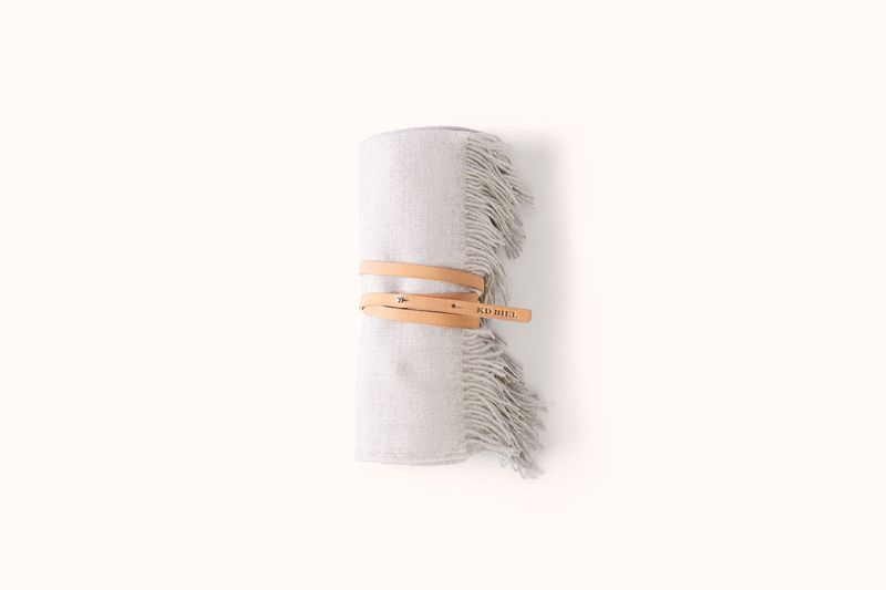 FELLS ANDES HEATHER GREY ALPACA THROW WITH LEATHER KD BIEL STRAP