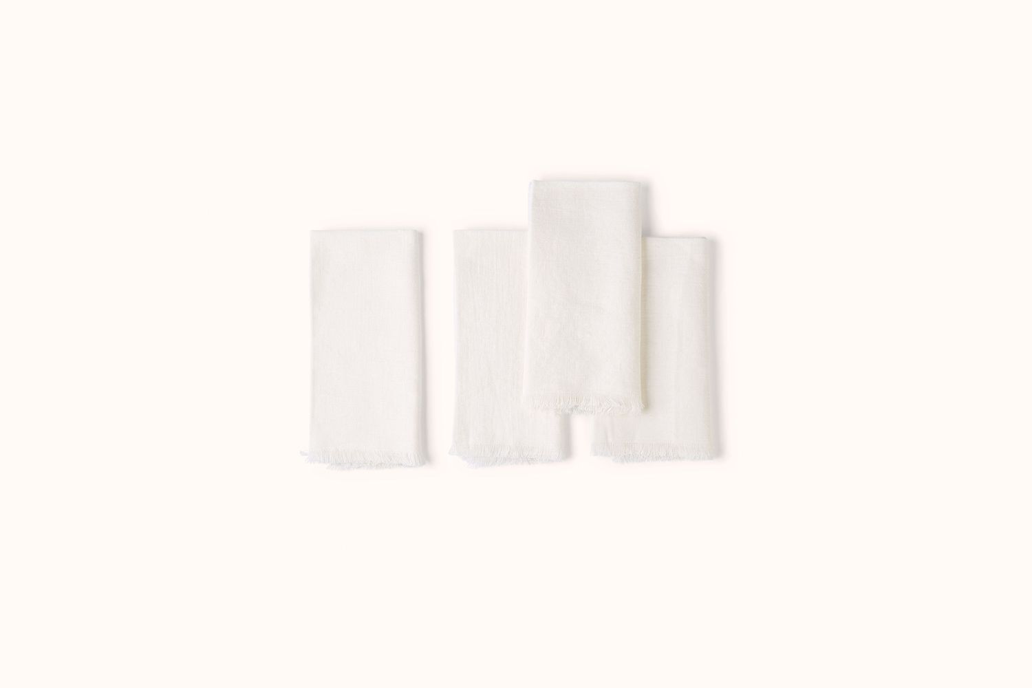 ONCE MILANO LINEN NAPKINS WITH FRINGING, Colour: WHITE