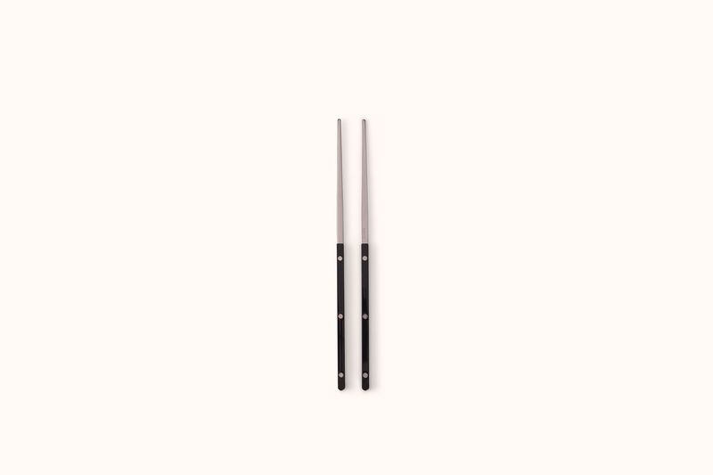 SABRE PARIS POLISHED STAINLESS STEEL SOLID BLACK BISTROT CHOPSTICKS