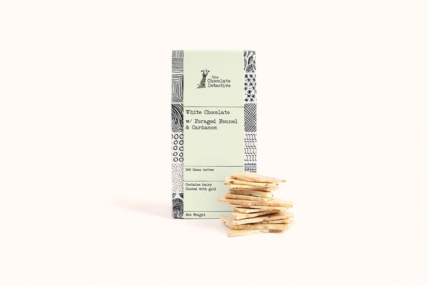 CHOCOLATE DETECTIVE WHITE BROKEN CHOCOLATE WITH FENNEL &amp; CARDAMOM