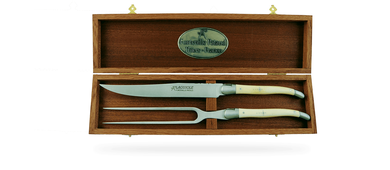 FONTENILLE-PATAUD LAGUIOLE CARVING SET - BONE