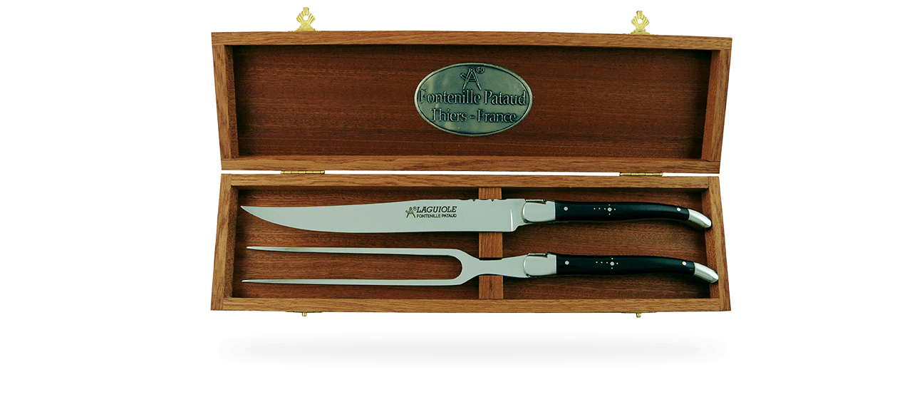FONTENILLE-PATAUD LAGUIOLE CARVING SET - BUFFALO HORN