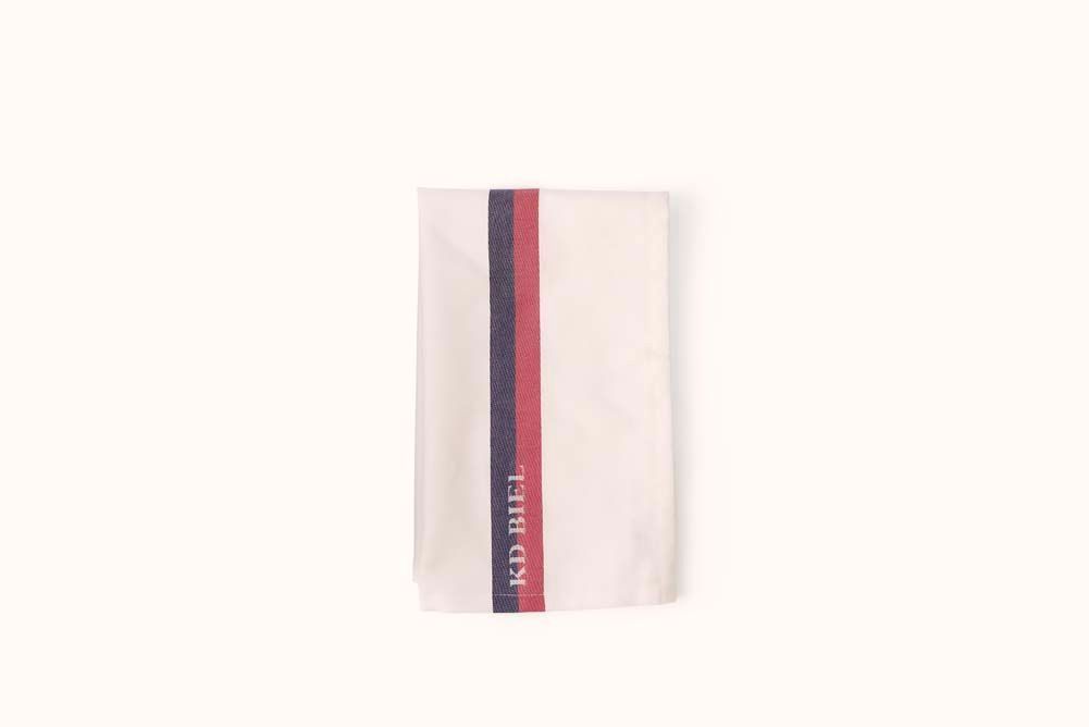 KD BIEL WHITE/RED/BLUE FRENCH JACQUARD GLASSWARE TOWEL