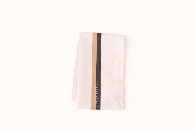 KD BIEL WHITE/BLACK/TAN FRENCH JACQUARD GLASSWARE TOWEL