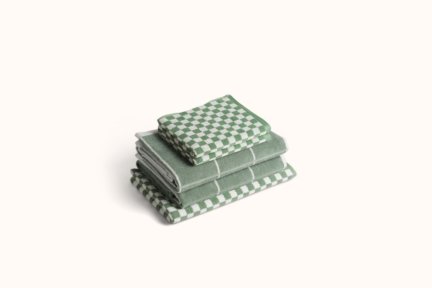 BAINA SAGE &amp; CHALK CHECKERBOARD TOWELS, Size: FACE CLOTH