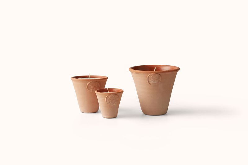 COLDPIECE POTTERY TUBEROSE TERRACOTTA  FLOWERPOT CANDLE