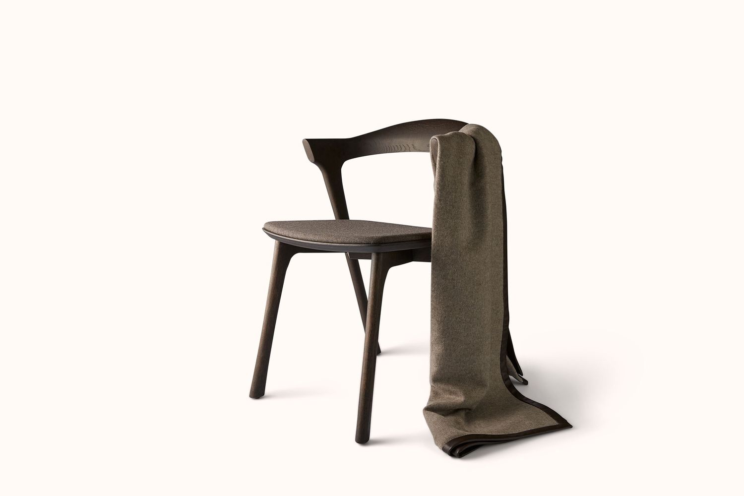 ETHNICRAFT BOK DINING CHAIR - BROWN FABRIC SEAT