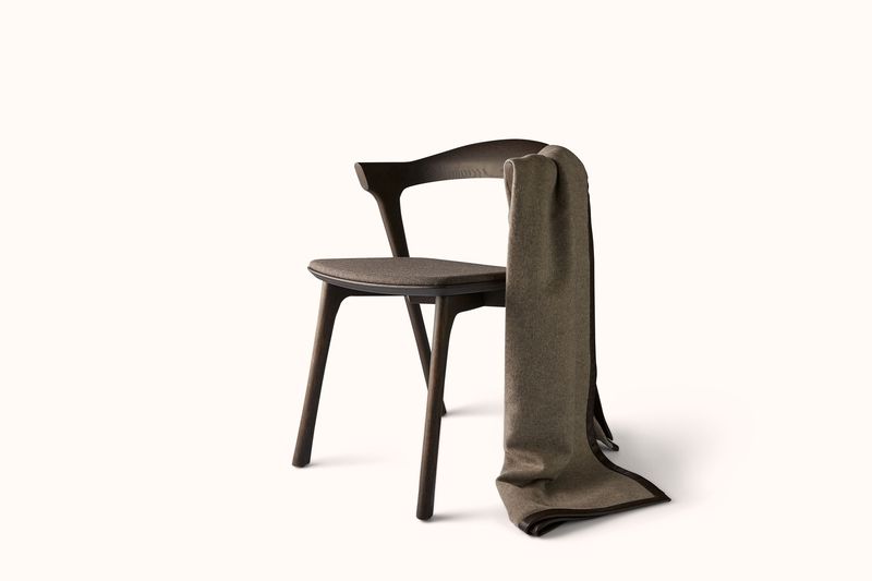 ETHNICRAFT BOK DINING CHAIR - BROWN FABRIC SEAT