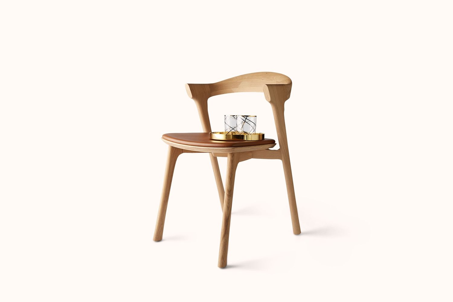 ETHNICRAFT BOK DINING CHAIR - COGNAC LEATHER SEAT