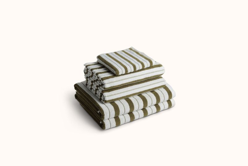 BAINA CAPER &amp; CHALK STRIPE TOWELS