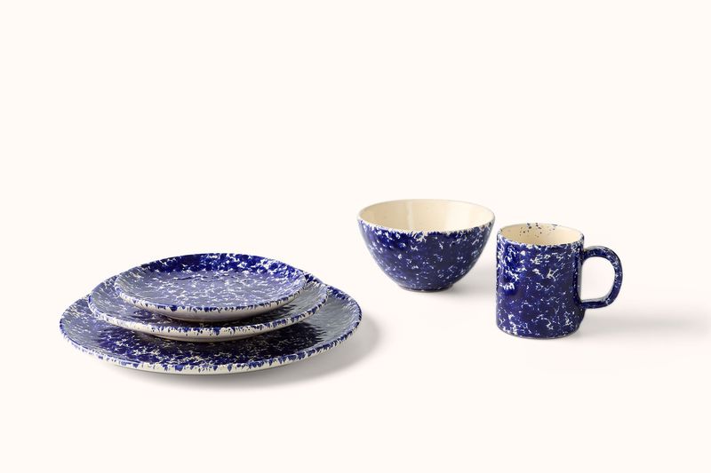 NAVY ON CREAM SPLATTERWARE DINNERWARE