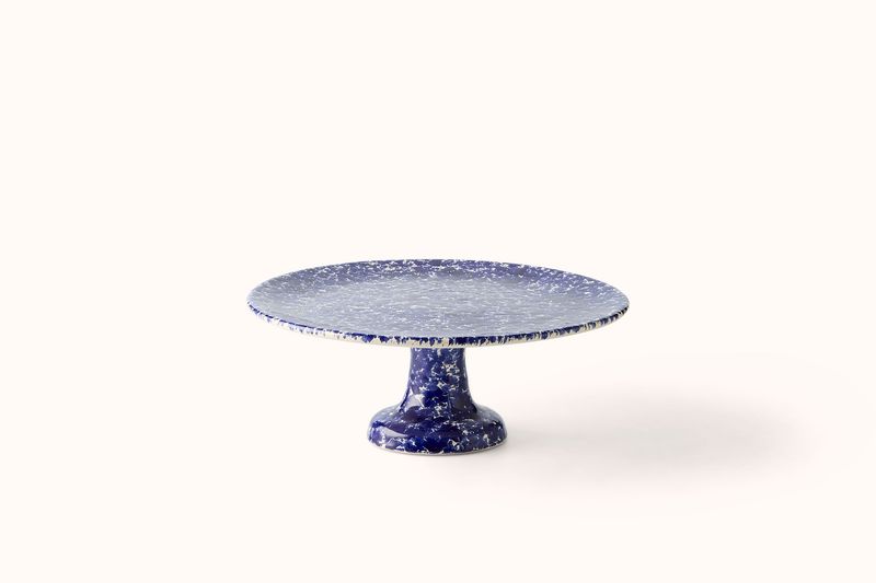 NAVY ON CREAM SPLATTERWARE FRUIT/CAKE PLATE