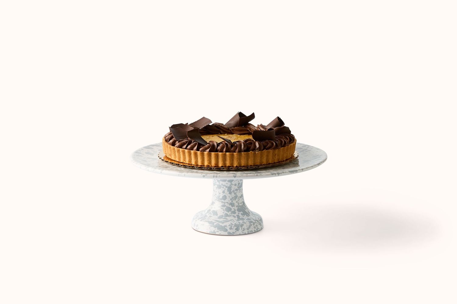 GREY ON WHITE SPLATTERWARE FRUIT/CAKE PLATE