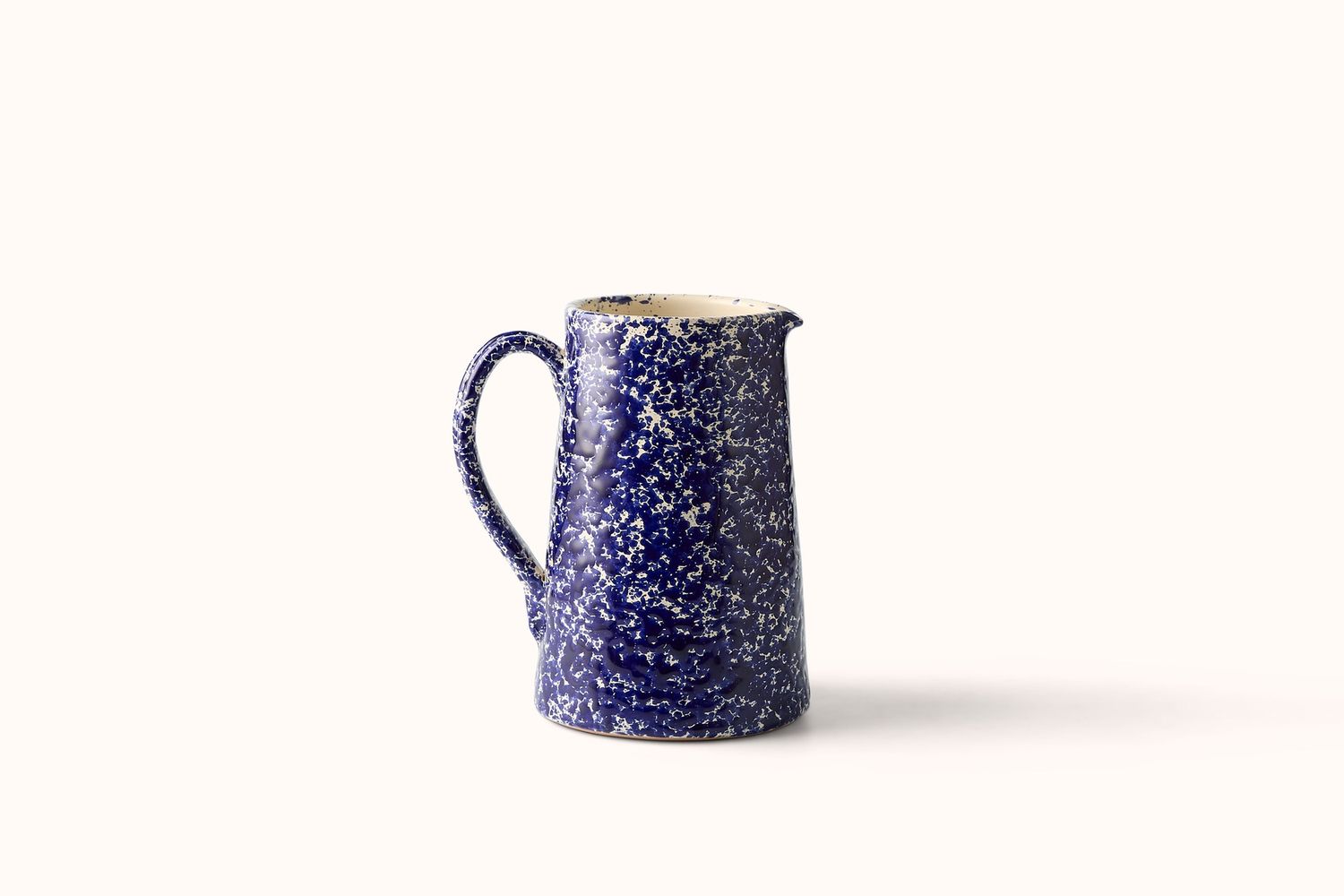 NAVY ON CREAM SPLATTERWARE WATER PITCHER