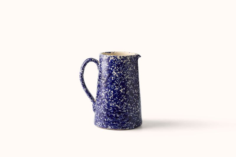 NAVY ON CREAM SPLATTERWARE WATER PITCHER
