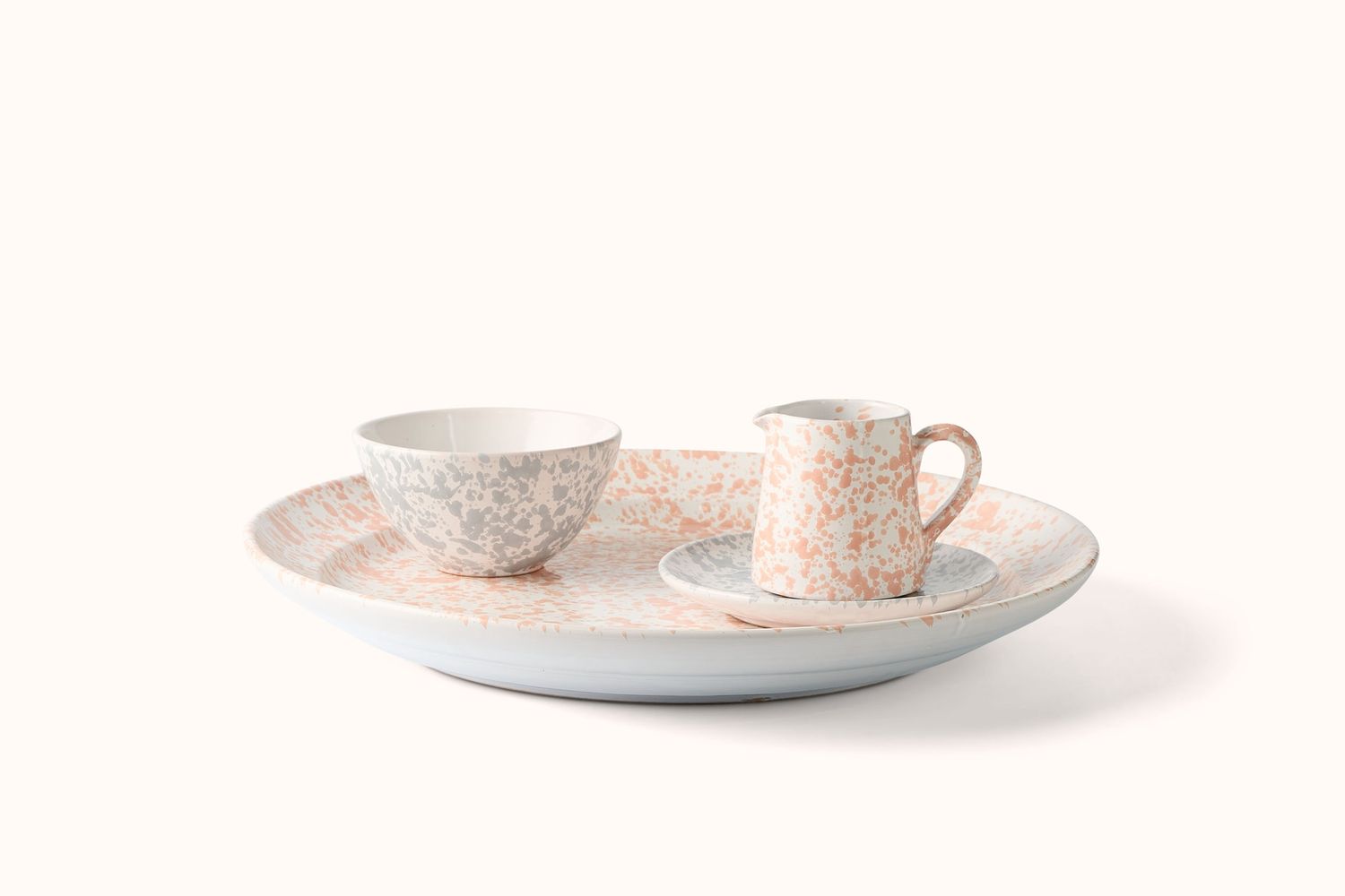 PINK ON WHITE SPLATTERWARE PLATTER