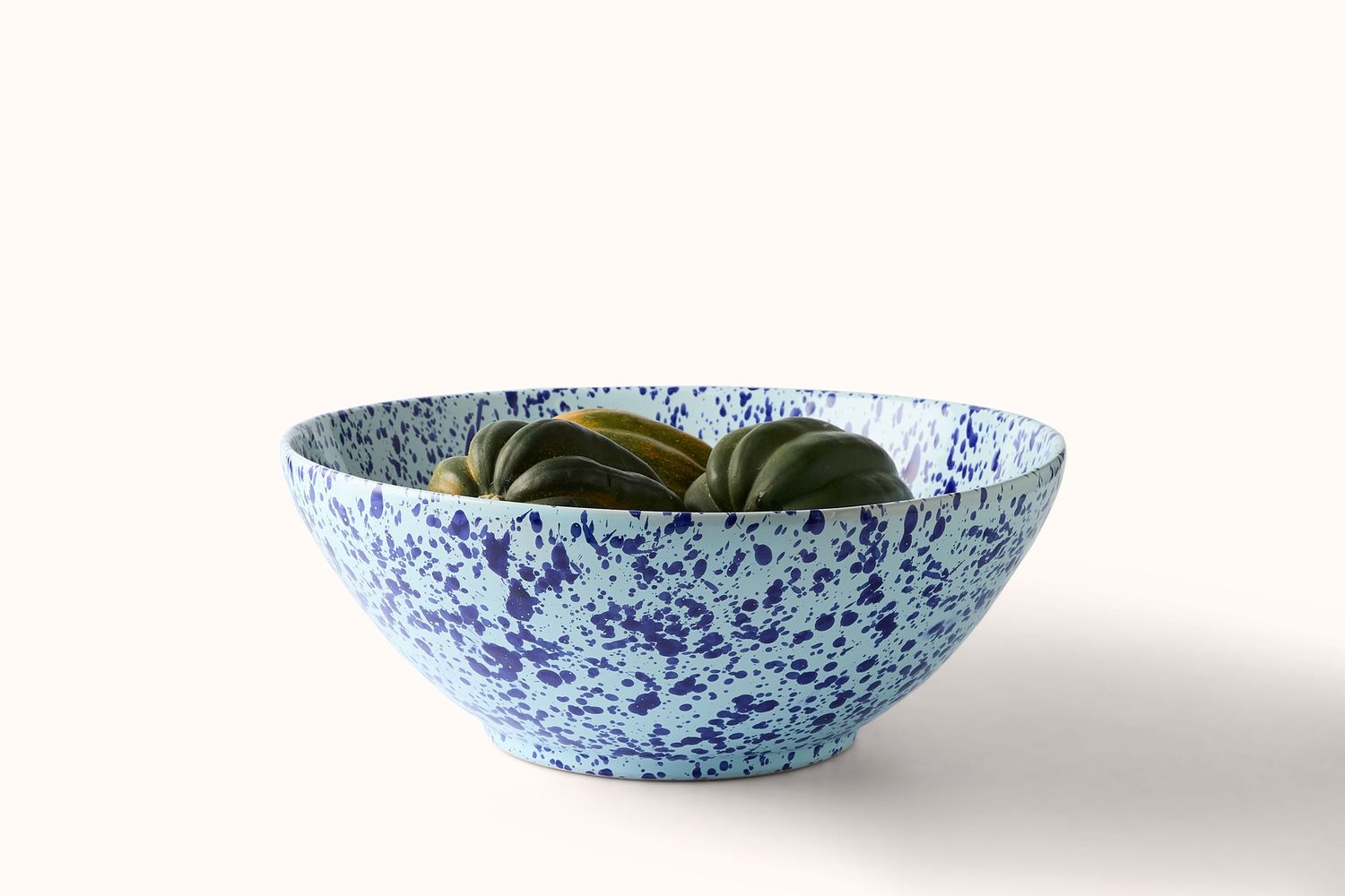 BLUE ON BLUE SPLATTERWARE SALAD BOWL