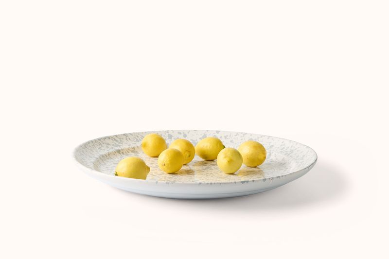 GREY ON WHITE SPLATTERWARE PLATTER