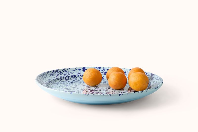 BLUE ON BLUE SPLATTERWARE PLATTER