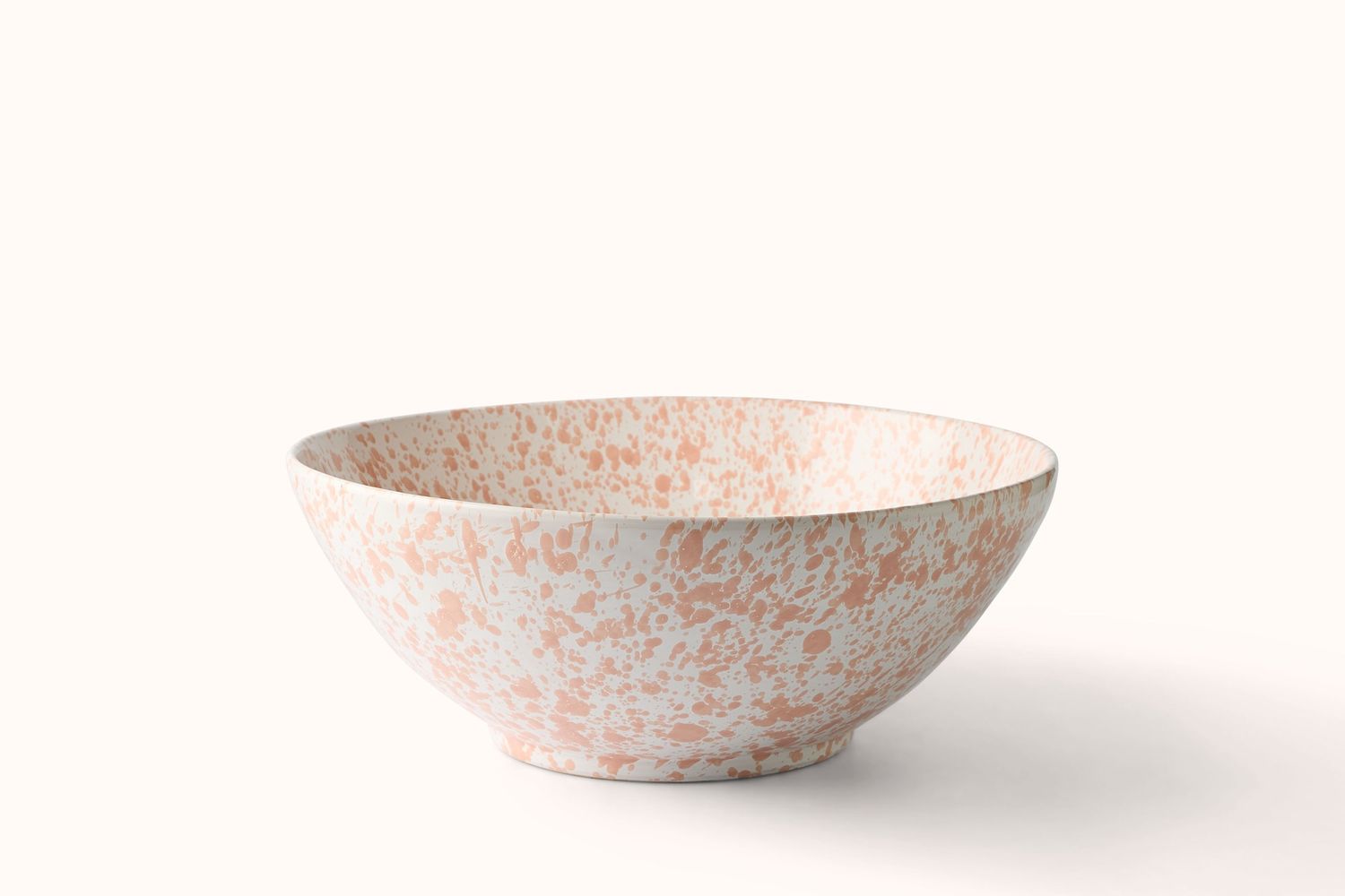 PINK ON WHITE SPLATTERWARE SALAD BOWL