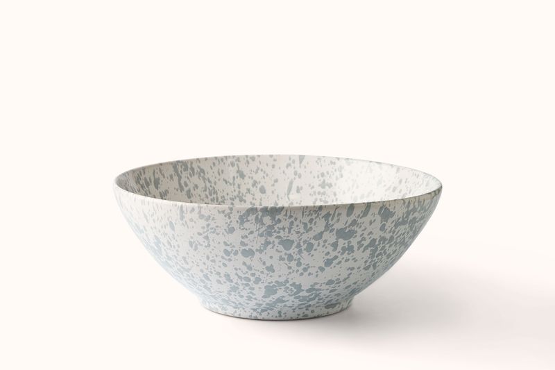GREY ON WHITE SPLATTERWARE SALAD BOWL