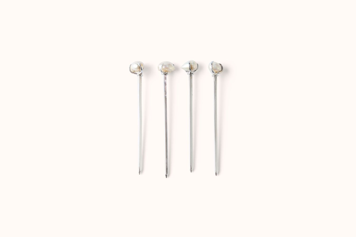 HEATH WAGONER SILVER AND WHITE PEARL COCKTAIL PICKS