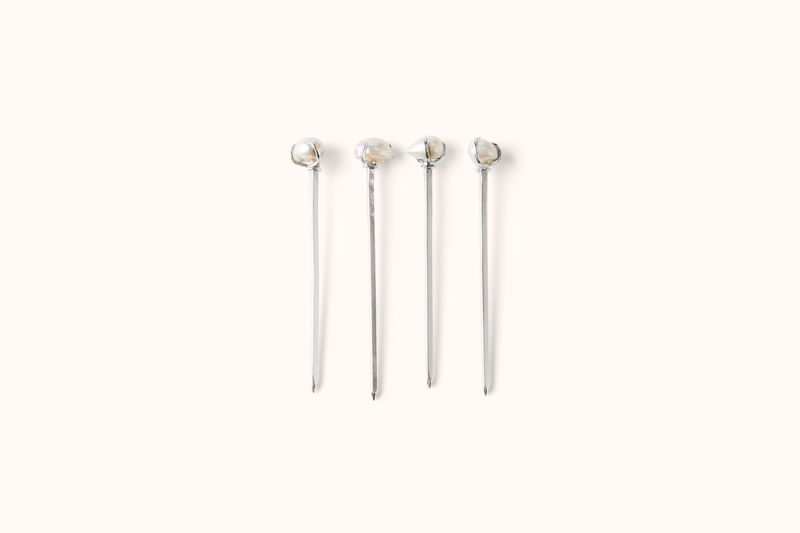 HEATH WAGONER SILVER AND WHITE PEARL COCKTAIL PICKS