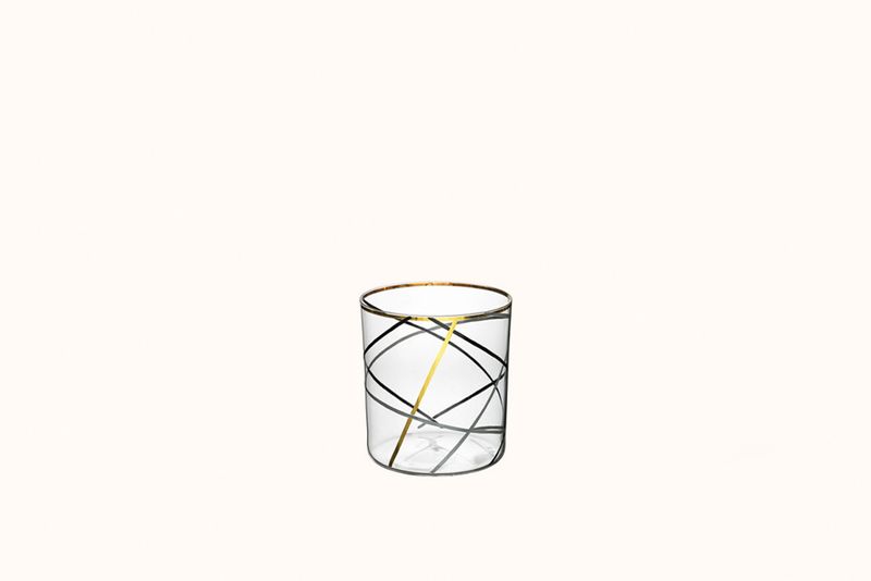 LOBMEYR GOLD/SILVER DIAGONAL LINES GAMPER NEO TUMBLER