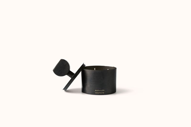 MAD ET LEN WHITE WAX GRAPHITE PETITE TOTEM DEMI LUNE CANDLE