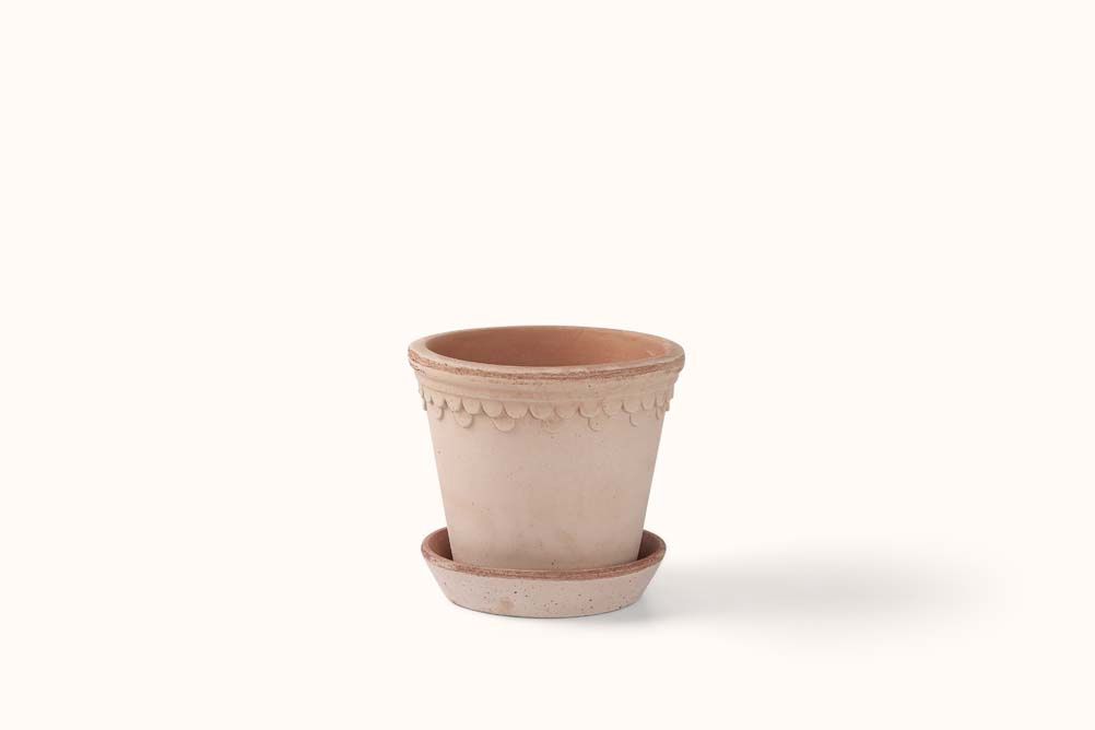 BERGS POTTER ROSA KØBENHAVNER TERRACOTTA POT AND SAUCER, Size: TALL