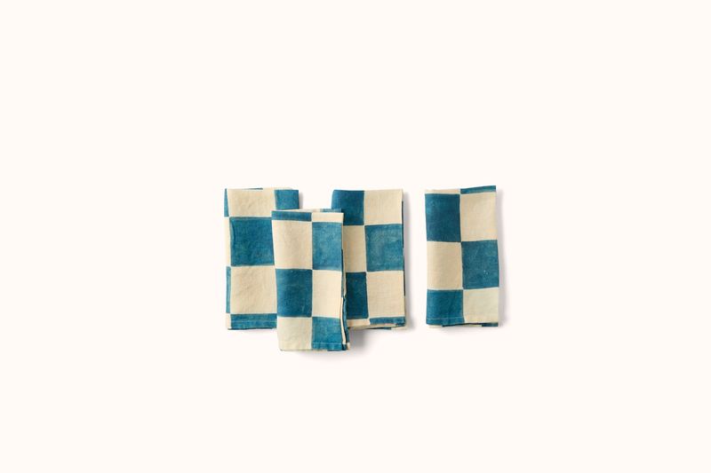 ONCE MILANO LINEN NAPKINS WITH CHESS PATTERN