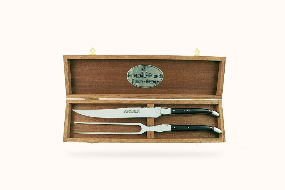 FONTENILLE-PATAUD LAGUIOLE CARVING SET - BUFFALO HORN