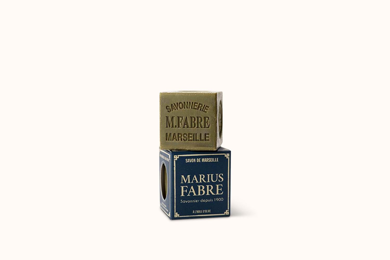 MARIUS FABRE MARSEILLE OLIVE OIL SOAP, TRESOR BLUE DINNER PLATE: 200 GRAMS