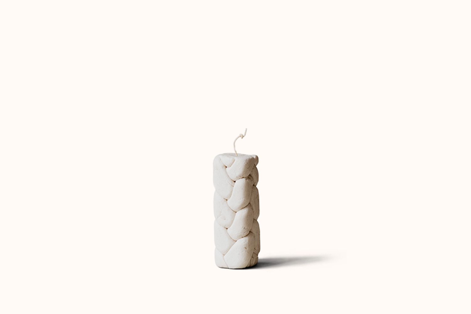 OBERFLACHT BRAID SQUARE PILLAR CANDLE - PARCHMENT